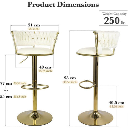Höhenverstellbarer Barhocker 2er Set – Gold/Beige