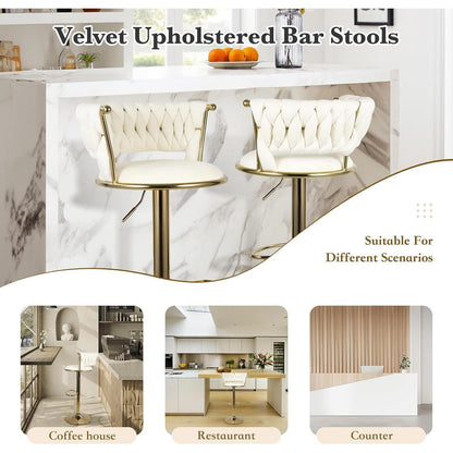 Höhenverstellbarer Barhocker 2er Set – Gold/Beige