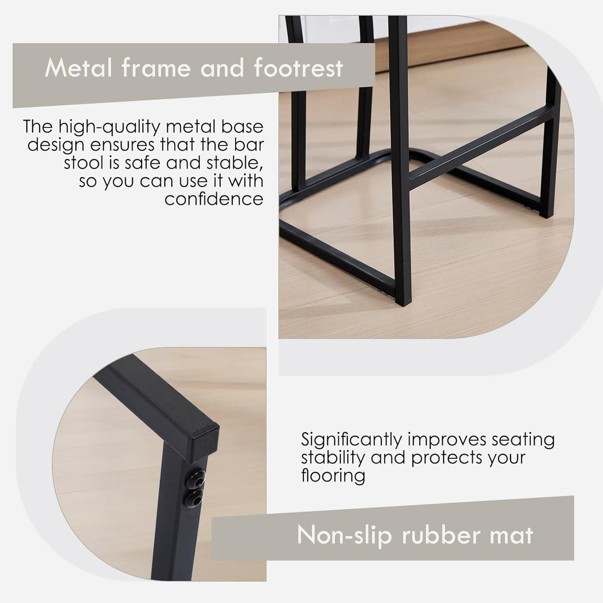 Barhocker Set Grau – Gepolsterte Tresenstühle mit Metallbein