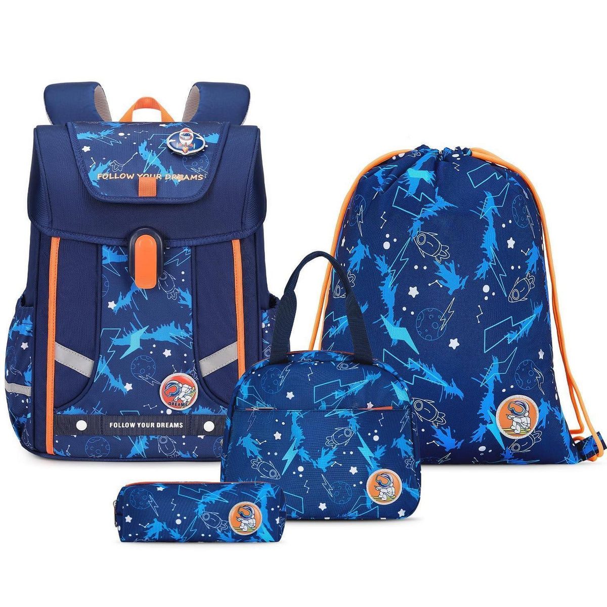 Amythe Schulranzen Set 4-teilig Blau – Ergonomisch 1. - 5. Klasse