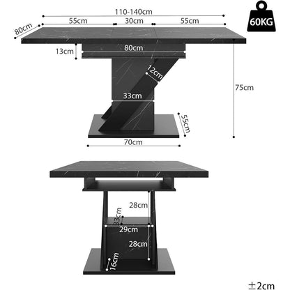 Ausziehbarer Esstisch (110-140x80cm) – Modern & Platzsparend