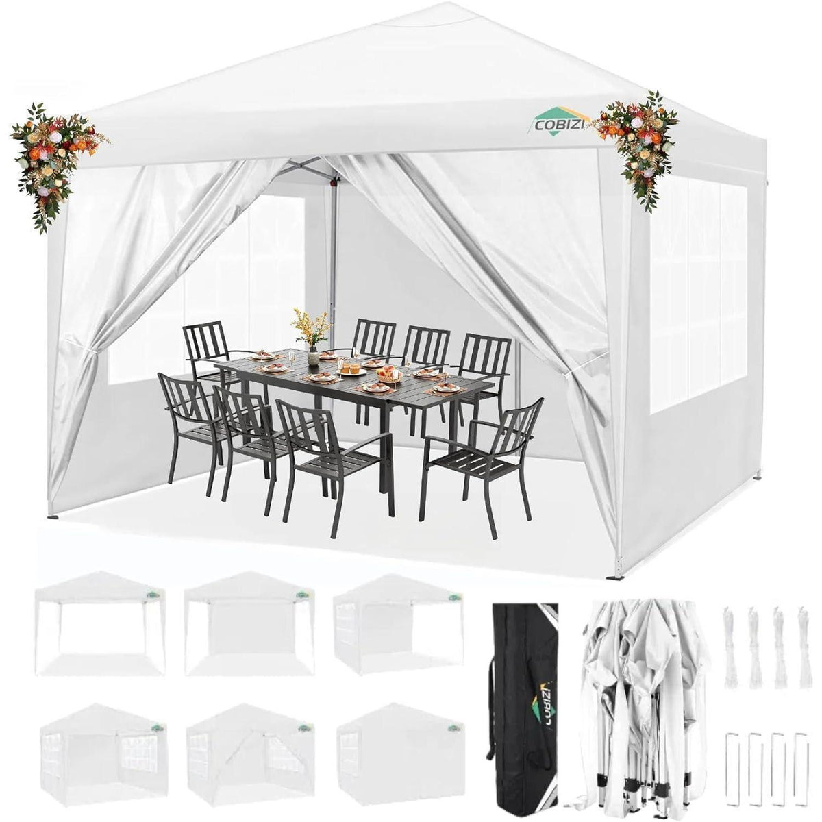 Faltpavillon 3x3m mit Seitenwänden – Wasserdicht & UV-Schutz