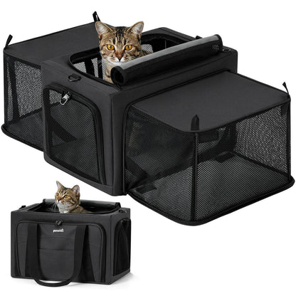 Faltbare Katzentransportbox mit Erweiterung & Ausbruchschutz