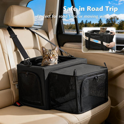 Faltbare Katzentransportbox mit Erweiterung & Ausbruchschutz