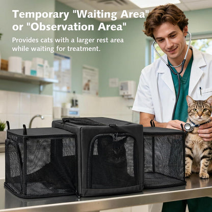 Faltbare Katzentransportbox mit Erweiterung & Ausbruchschutz