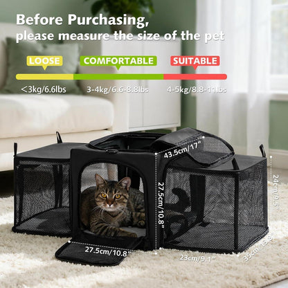 Faltbare Katzentransportbox mit Erweiterung & Ausbruchschutz