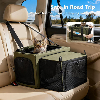 Faltbare Katzen Transportbox mit Erweiterung & Ausbruchschutz