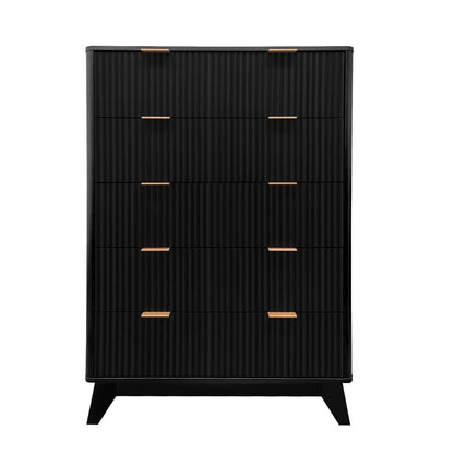 Schwarzes Sideboard mit 5 Schubladen – Modern & Viel Stauraum