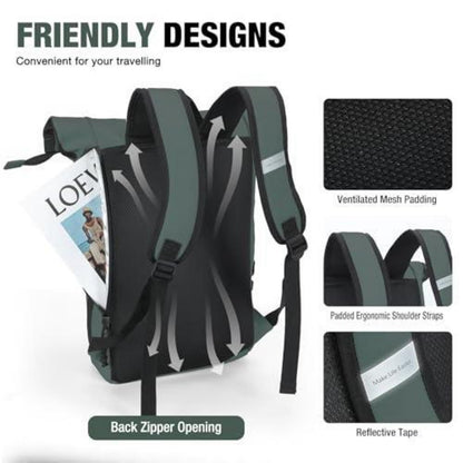 Rolltop Rucksack Dunkelgrün – Wasserdichter 17" Laptop Rucksack