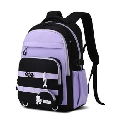 Schulrucksack Mädchen 3.-9. Klasse Schwarz-Lila | Trolley-Kompatibel & Wasserdicht