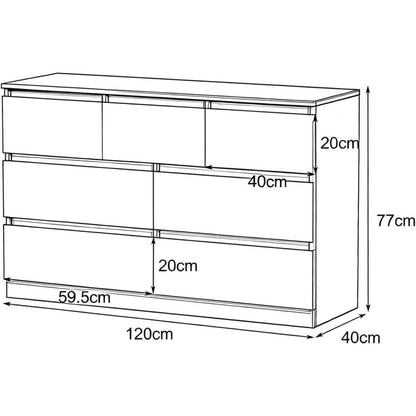Weiße Kommode mit 6/7/8 Schubladen – Schlafzimmer Sideboard