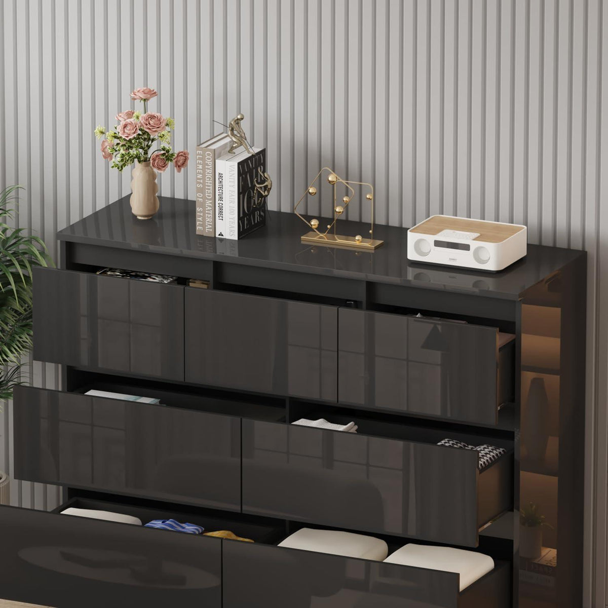 Weiße Kommode mit 6/7/8 Schubladen – Schlafzimmer Sideboard