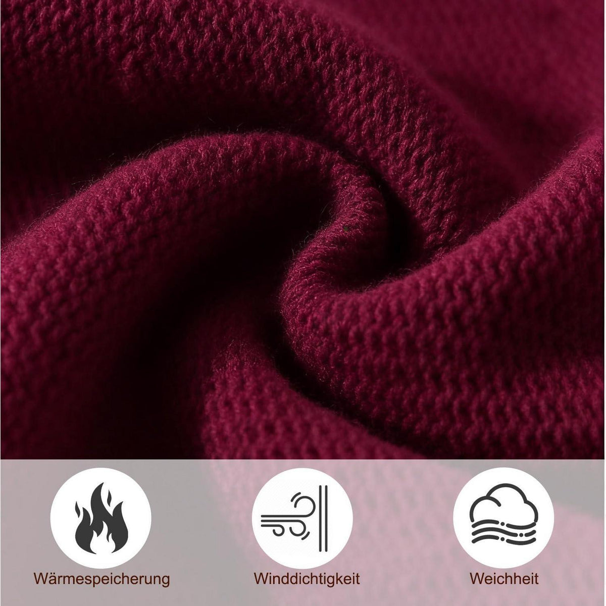 Strickmütze Unisex Rot Polyester