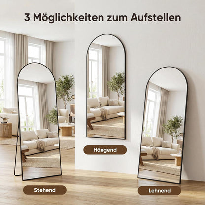 Ganzkörperspiegel gebogen, 206x105cm, Standspiegel Schwarz