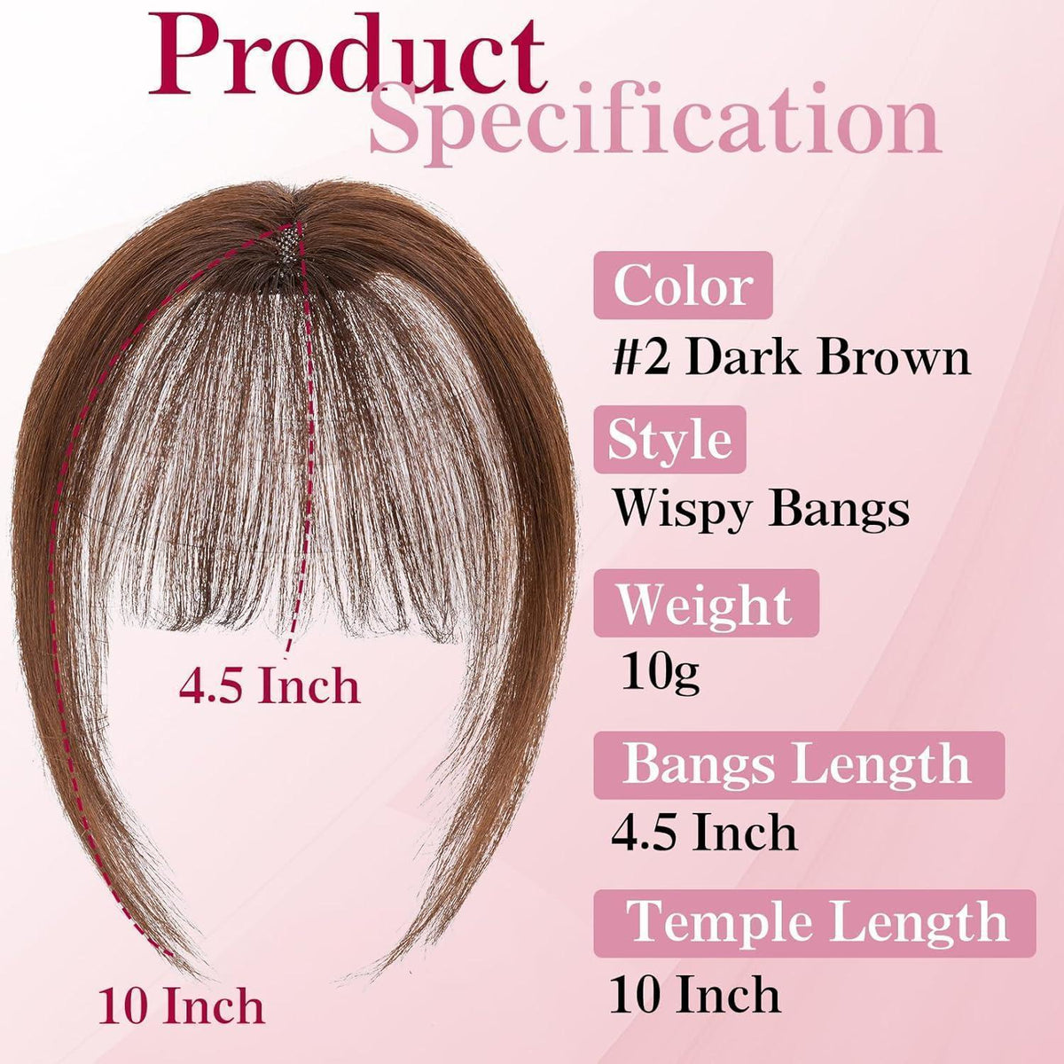 Clip-in Pony Echthaar Dunkelbraun – Wispy Bangs für Damen