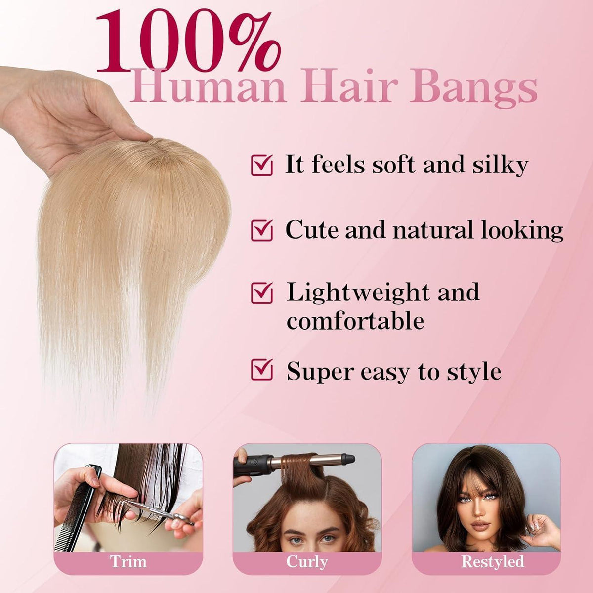 Clip-in Pony Echthaar Wispy Bangs Dunkelblond #27