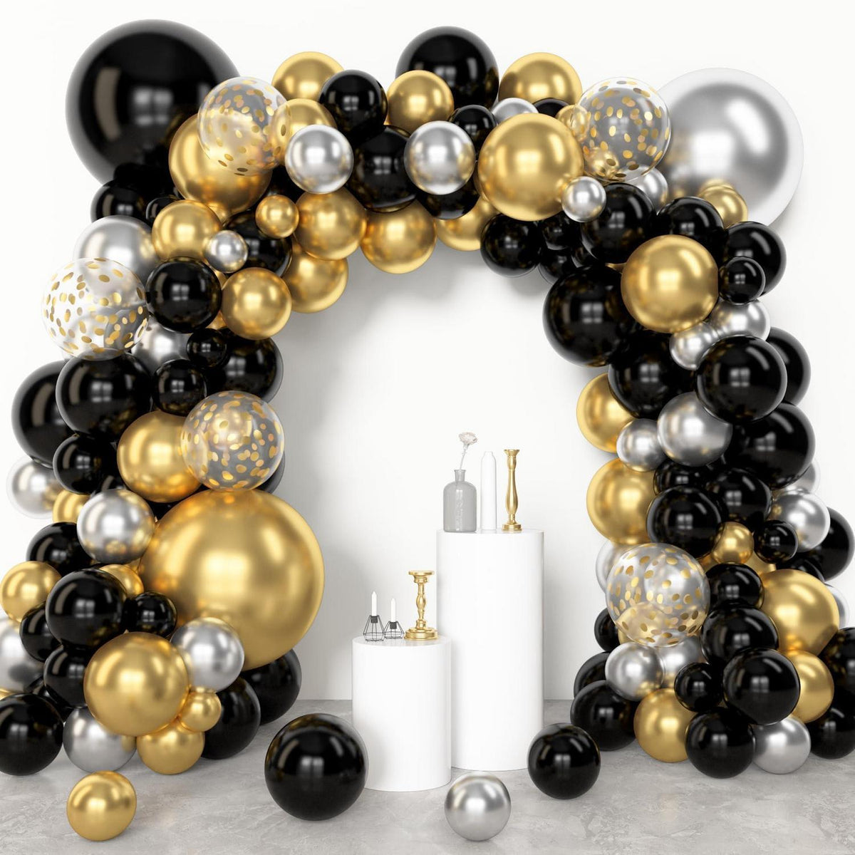 Schwarz Gold Ballons Girlande Set für Party & Deko