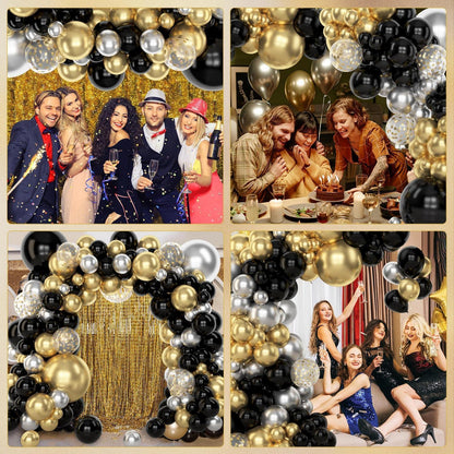 Schwarz Gold Ballons Girlande Set für Party & Deko