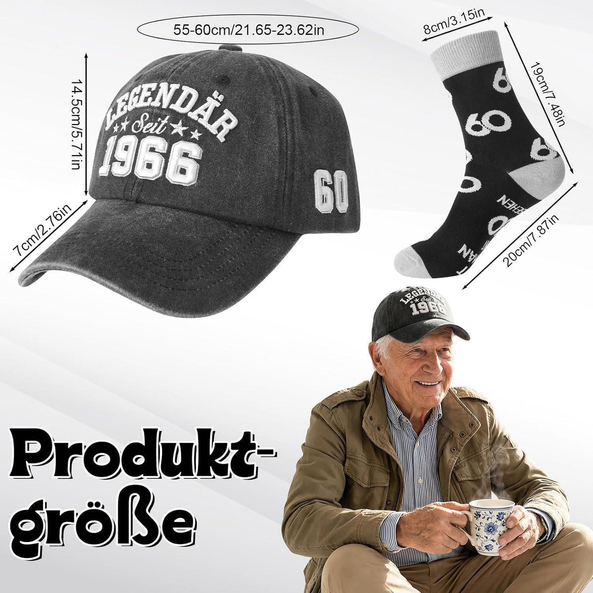 60. Geburtstag Geschenk für Mann: Kappe & Socken Set