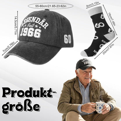 60. Geburtstag Geschenk für Mann: Kappe & Socken Set