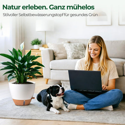 Selbstbewässernder Blumentopf 2er Set 25cm – Weiß