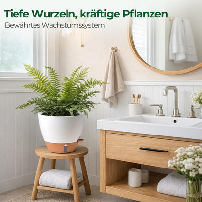 Selbstbewässernder Blumentopf 2er Set 25cm – Weiß