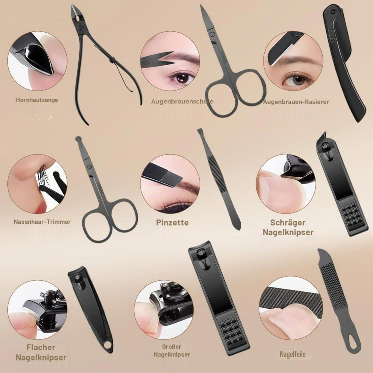 Maniküre Set 24-teilig Edelstahl – Nagelpflege Set mit Tasche