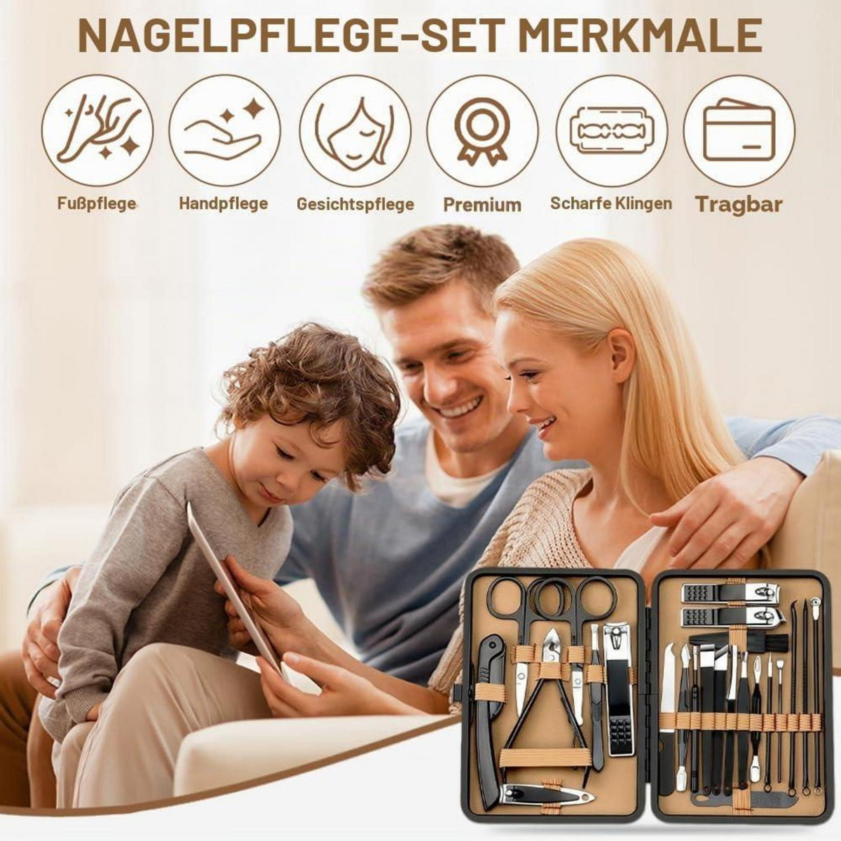 Maniküre Set 24-teilig Edelstahl – Nagelpflege Set mit Tasche