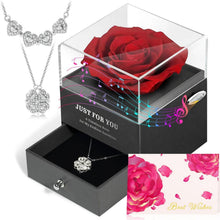 Ewige Rose Geschenkset mit Spieluhr & Kleeblatt Halskette Silber