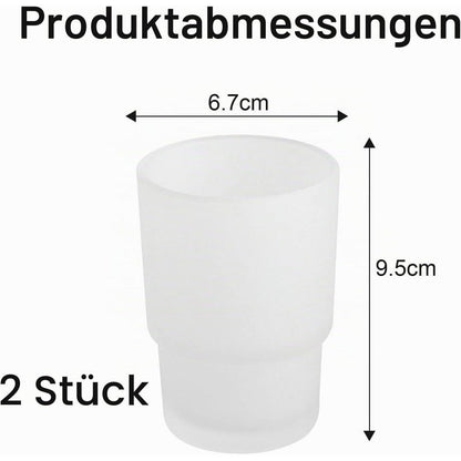 2er Set Glas Zahnputzbecher Mattiert – Zahnbürstenhalter