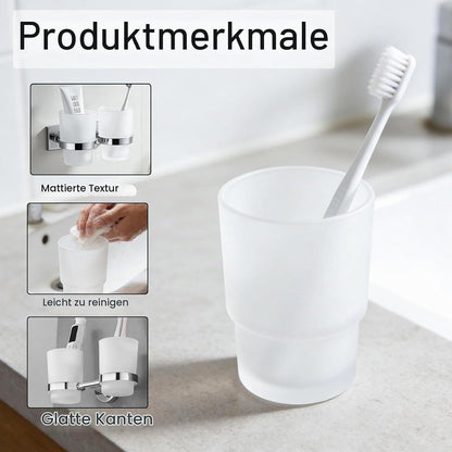 2er Set Glas Zahnputzbecher Mattiert – Zahnbürstenhalter
