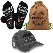 Geschenkset 40. Geburtstag Männer: Sack, Cap & Socken