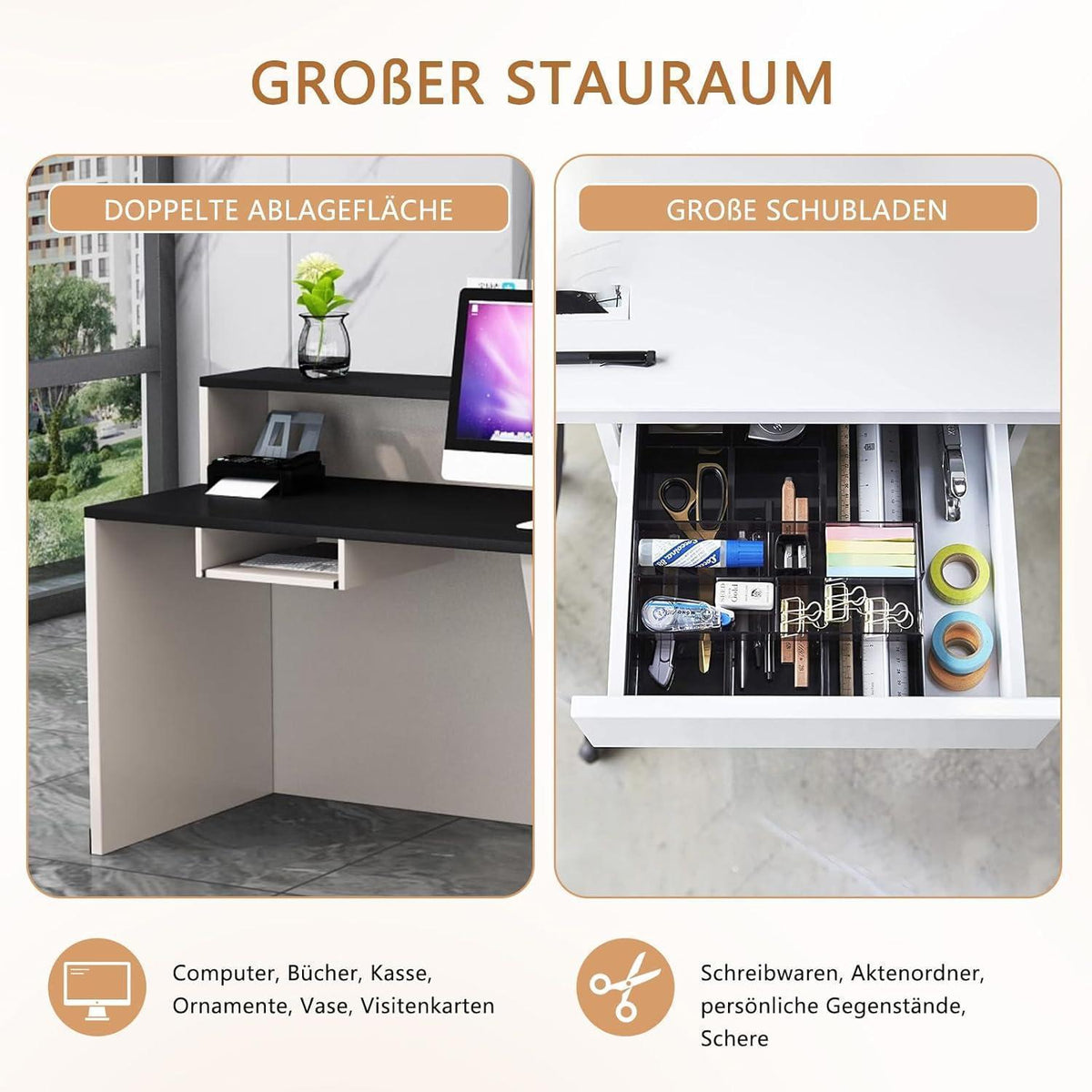Moderne Empfangstheke Schwarz 200x60x100cm – Rezeptionstresen