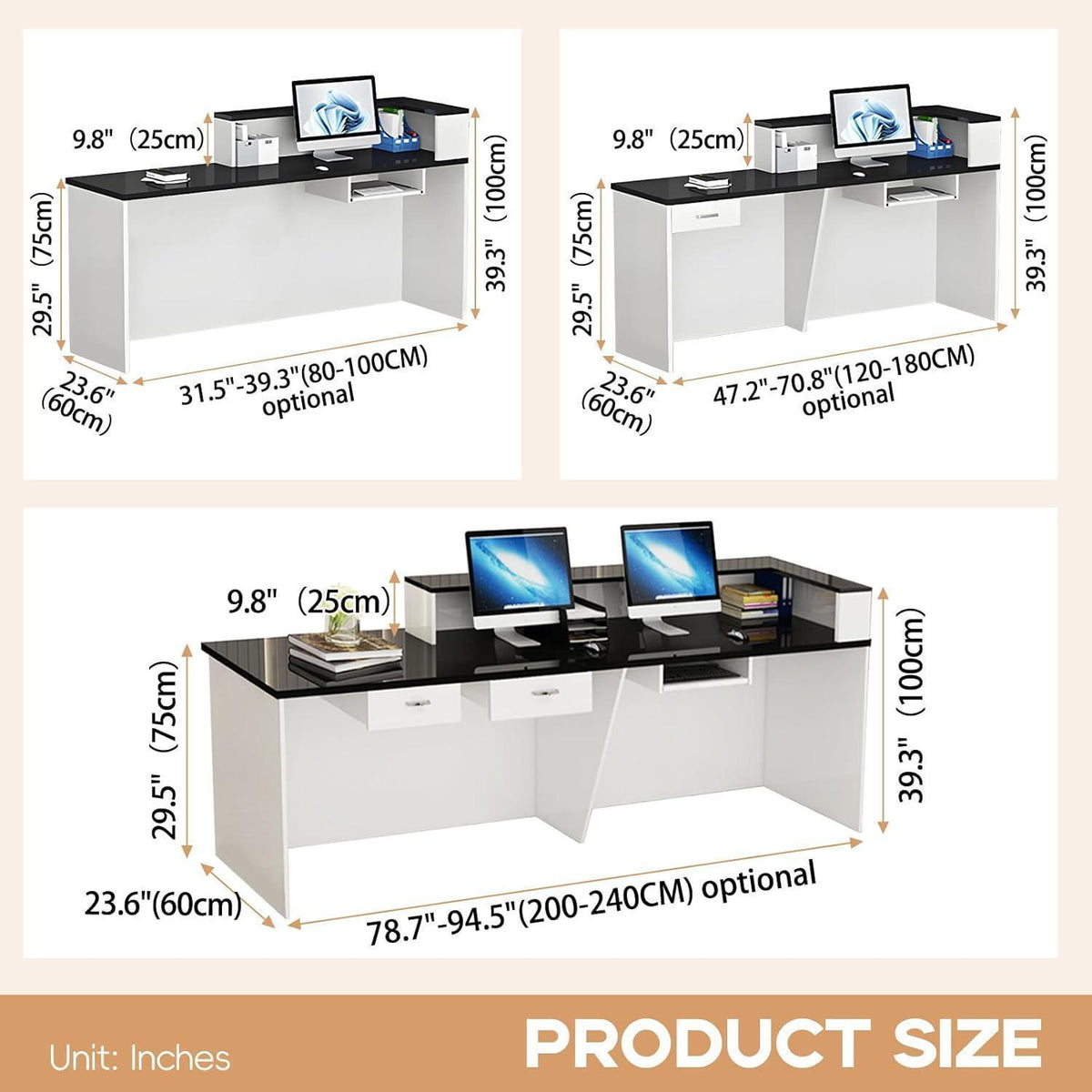 Moderne Empfangstheke | Rezeptionstresen Weiß 140x60x100cm