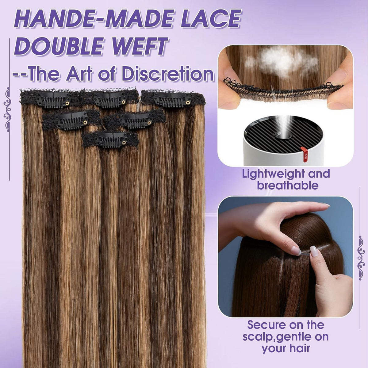 Echthaar Haarverlängerung Balayage Dunkelbraun/Hellbraun 50cm