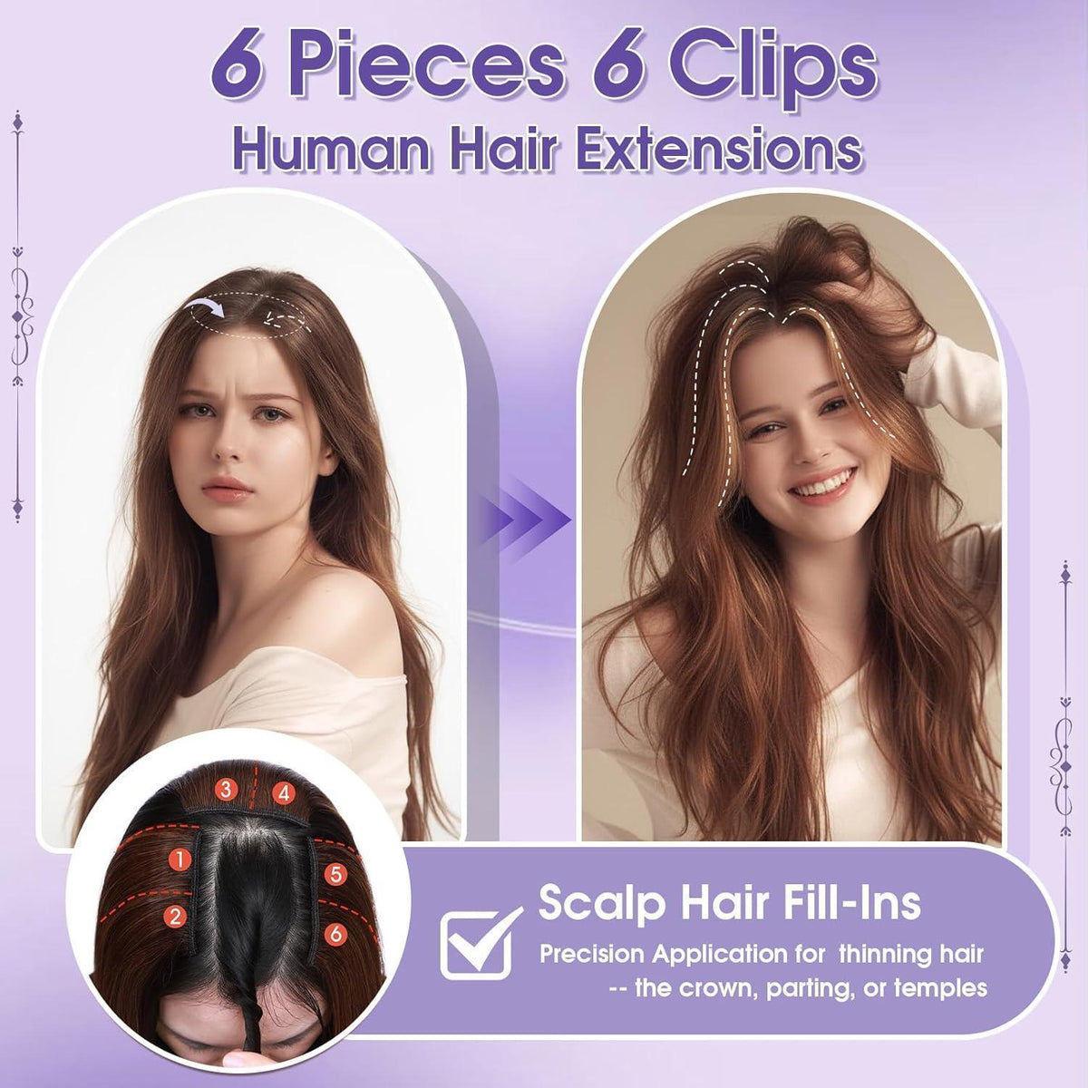 Echthaar Haarverlängerung Balayage Dunkelbraun/Hellbraun 50cm