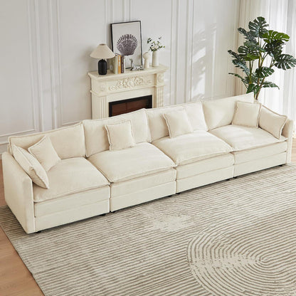 JIEXI Ecksofa mit Schlaffunktion – Beige Cord, Modern & Modular