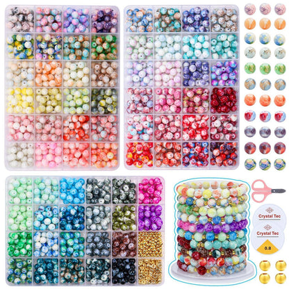 1560 Glasperlen Set 8mm – Buntes DIY Schmuck Zubehör