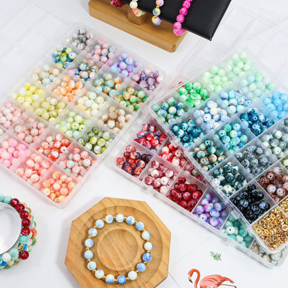 1560 Glasperlen Set 8mm – Buntes DIY Schmuck Zubehör