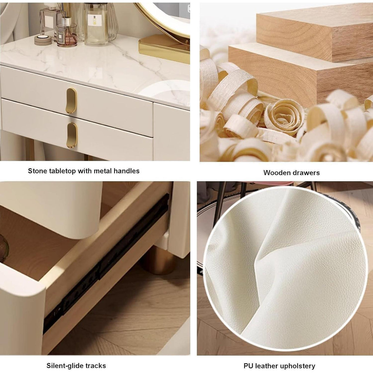 Rosa Schminktisch Set mit Spiegel & Hocker – Schlafzimmer Kommode