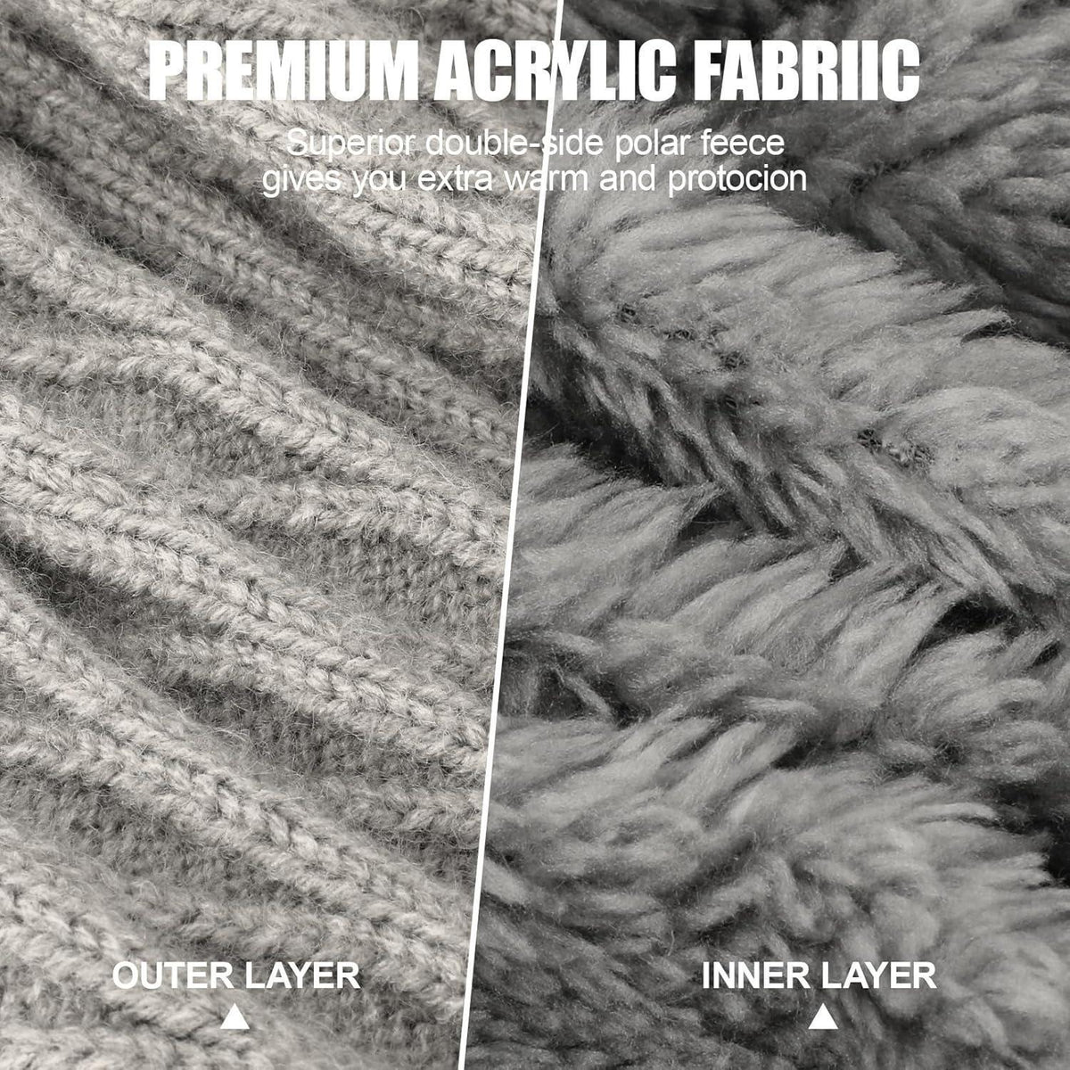 Thermo Strickmütze Damen 3in1 mit Schal & Fleece-Futter