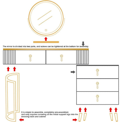 Schminktisch Set mit Spiegel & Schubladen – Weiß 80cm