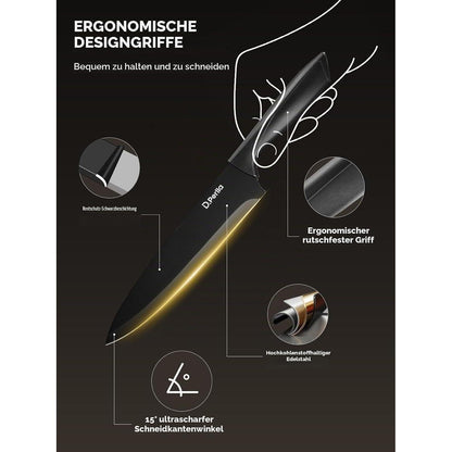 15-teiliges Edelstahl Messerblock Set – Scharf & Antihaftbeschichtet