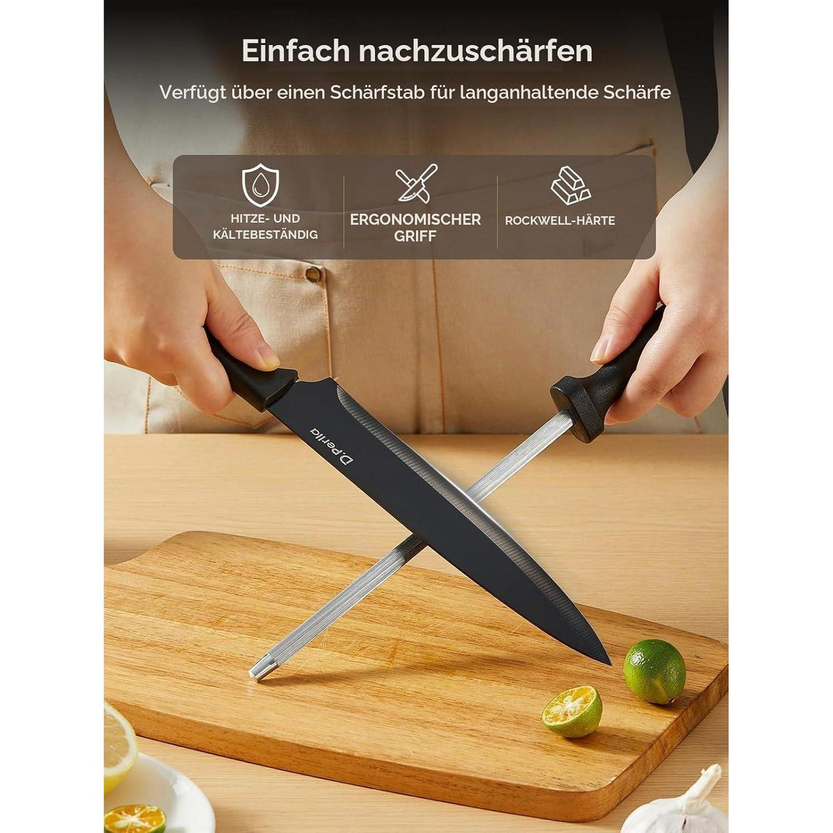 15-teiliges Edelstahl Messerblock Set – Scharf & Antihaftbeschichtet