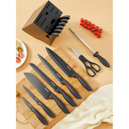 15-teiliges Edelstahl Messerblock Set – Scharf & Antihaftbeschichtet