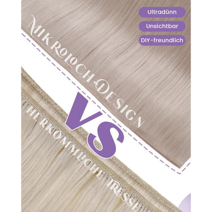Echthaar Tressen Platinblond, 40cm, 50g, Butterfly Weft