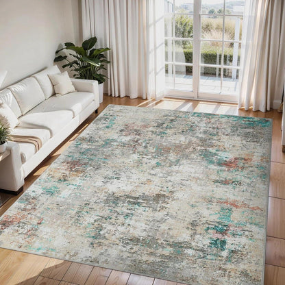 Abstrakter Teppich 200x290 cm – Bunt, Waschbar & Rutschfest