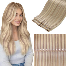 Blond Highlight Echthaar Tressen – Sew-in Weft Extensions 45cm