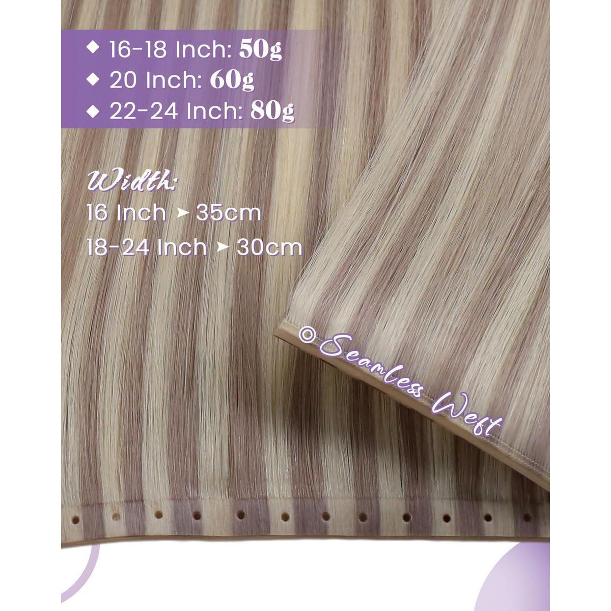 Blond Highlight Echthaar Tressen – Sew-in Weft Extensions 45cm