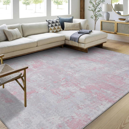 Abstrakter Teppich Rosa 160x230 cm – Kurzflor, Waschbar & Rutschfest